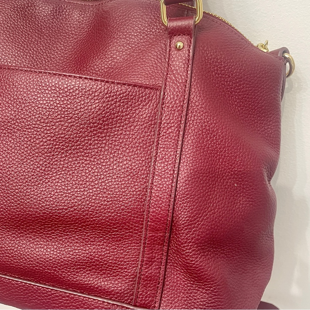 Ora Delphine Adele Burgundy Leather Satchel Bag Fall Color - Picture 14 of 14